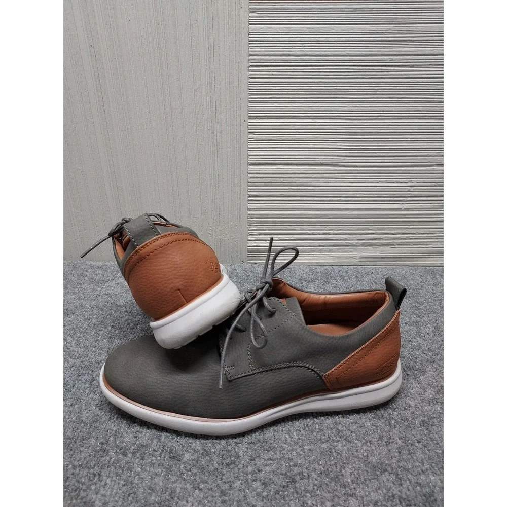 Bass Men Oxford Shoe 8 Gray Faux Leather Lace Up Plain Toe Breathable Casual